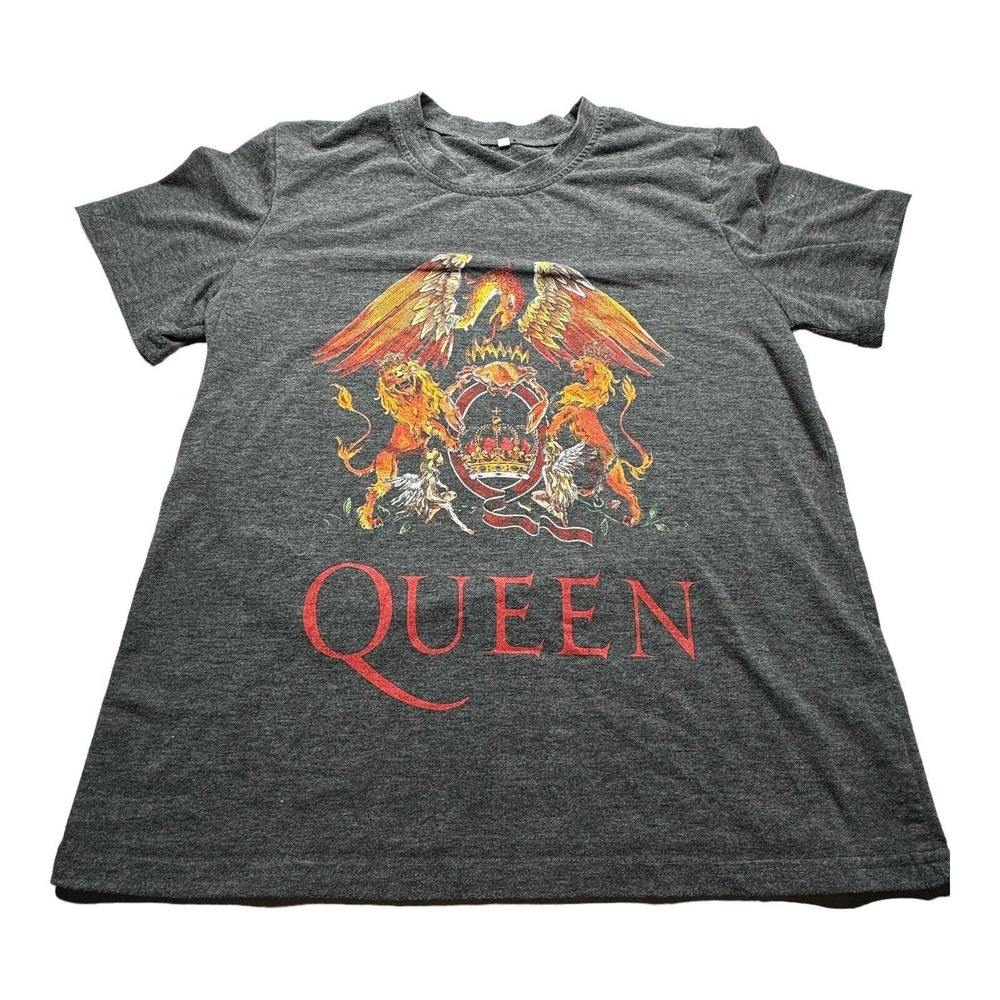 Queen Adult Logo T-shirt Size Medium Heather Gray Freddy Mercury Men's